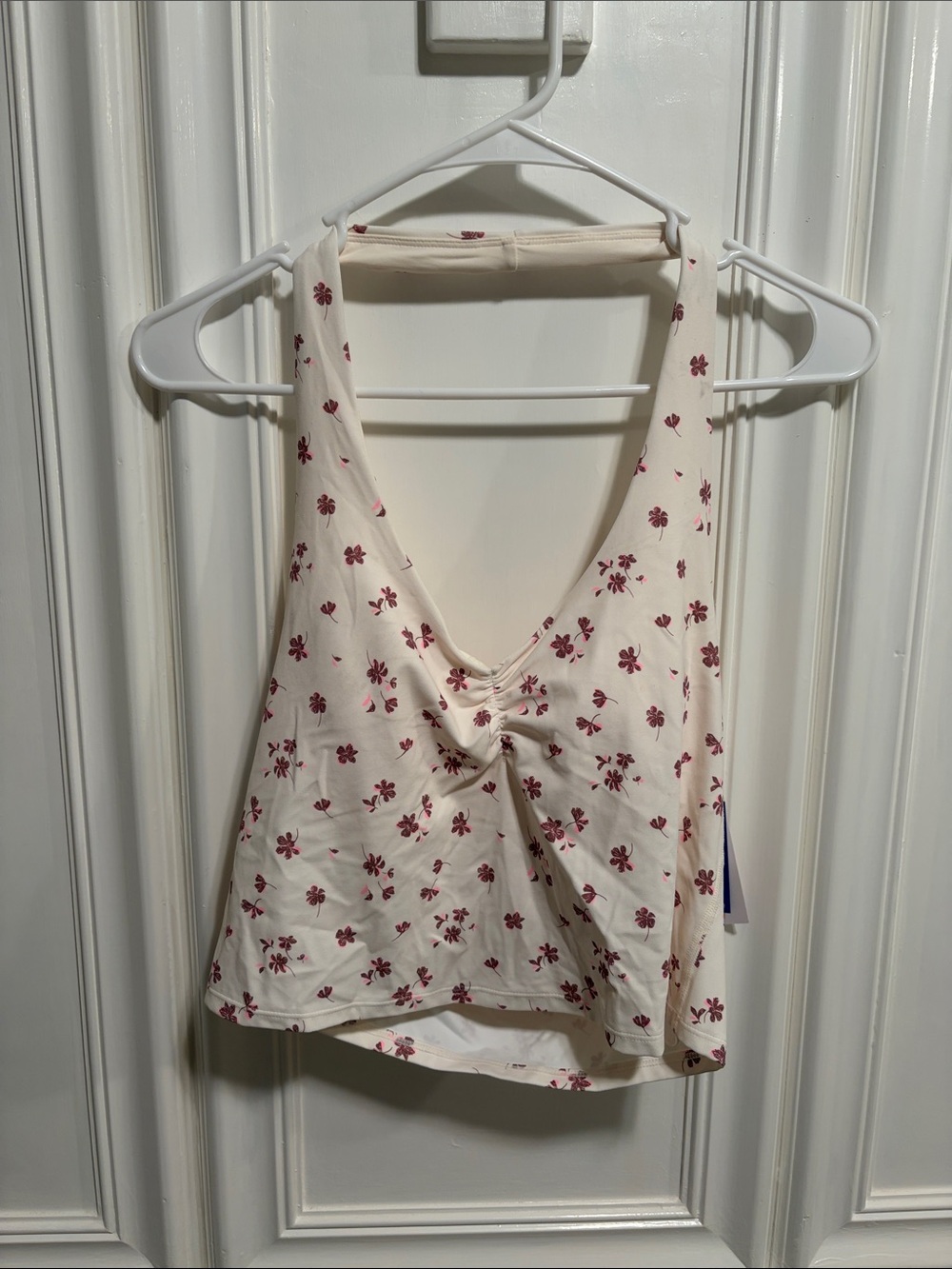 JoyLab Cream Floral Tank Top with Pink Print